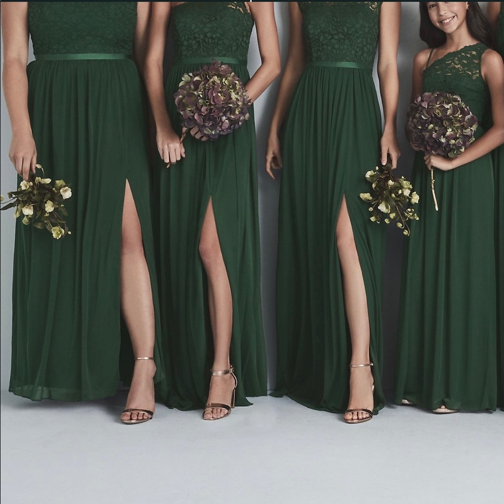 David’s Bridal Forest Green (Juniper) Bridesmaid Dress
